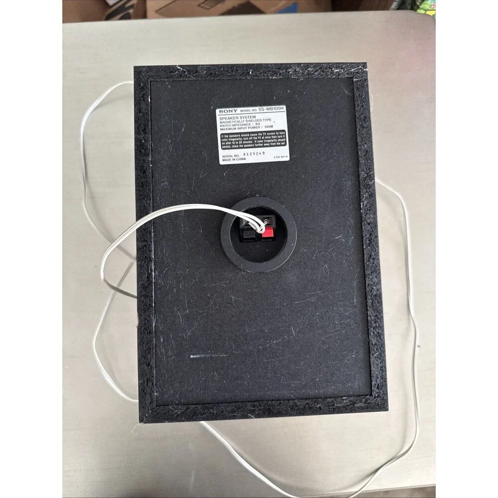 Single Sony SS-MB100H Bookshelf Speaker - 100W 8 Ohm - Untested Cords Intact